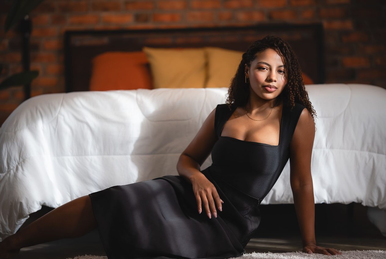 An elegant woman relaxing at home